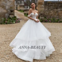 anna modern princess wedding dresses cap sleeve appliques a line lace up robe de soir%c3%a9e de mariage made to order