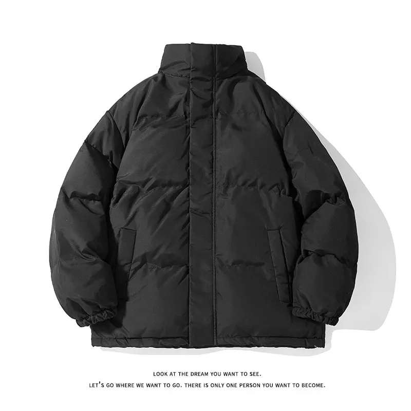 Winter 2022 Extra Thick Solid Color Cotton Coat with Lamb Wool Stand-up Collar Warm Short Jacket with Casual Old Style Plus Size