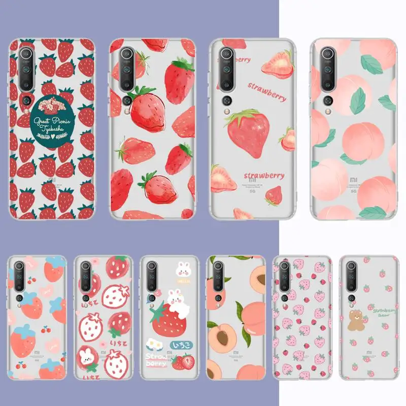 

Peach strawberry Phone Case for Samsung S20 S10 lite S21 plus for Redmi Note8 9pro for Huawei P20 Clear Case