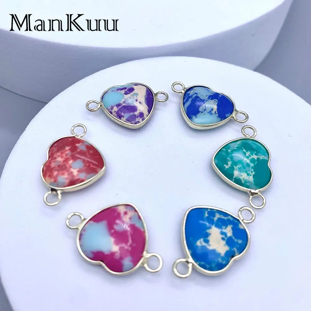 Mankuu 5 шт. в форме сердца императорский яшма камень соединители подвески для