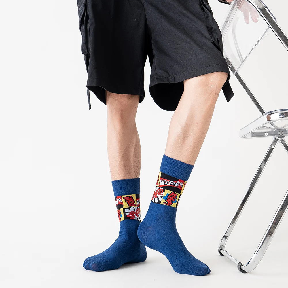 Original Socks Men's Tide Mid-tube Socks Cartoon Couple Tide Brand Summer Sports Street Tide Socks Women's Spring Cotton Socks