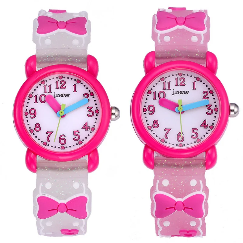 

Hot Sales Pink Bowknot Cartoon Children's Watch Waterproof Quartz Ribbon Boys' Dinosaur Watch Girls' Clock Gift