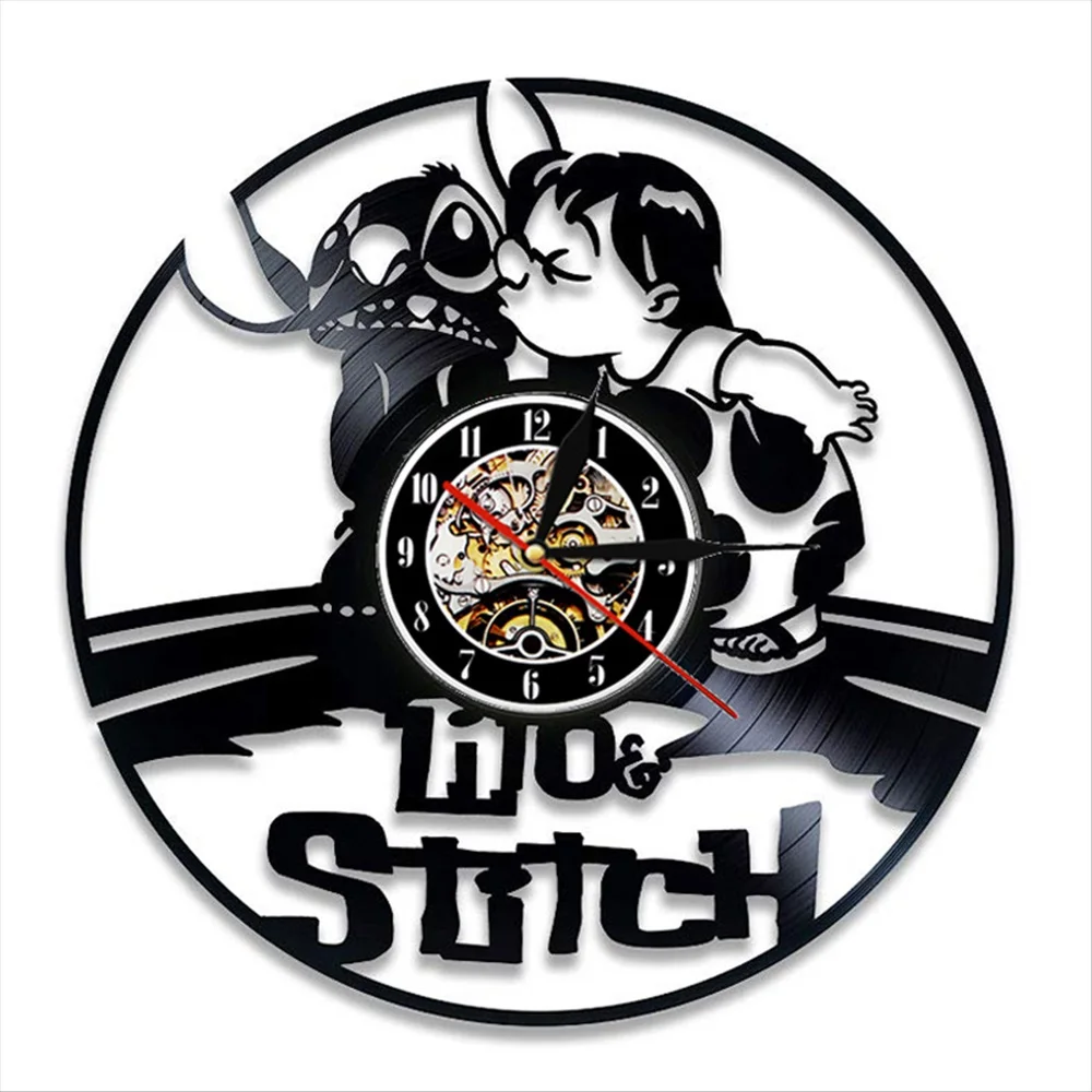 Анимированная пленка Лило и Стич виниловая пластинка настенные часы для девочек