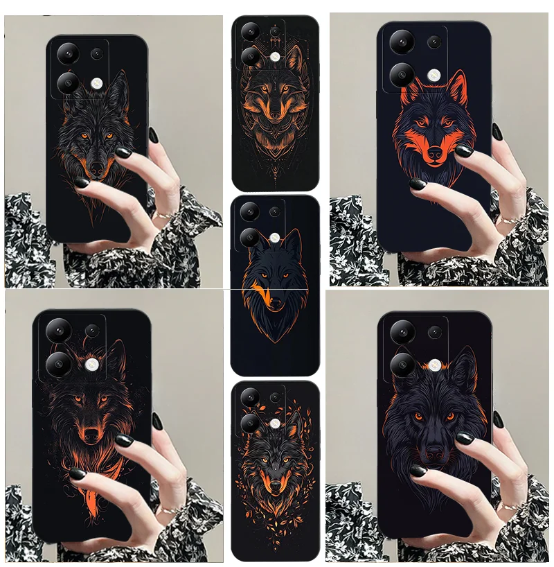 For Xiaomi POCO C 51 55 X PRO S GT 6 NFC 31 G 50 2 3 4 5 65 NEO M F TPU Black Soft Phone Case Personalized Men's Wolf Head