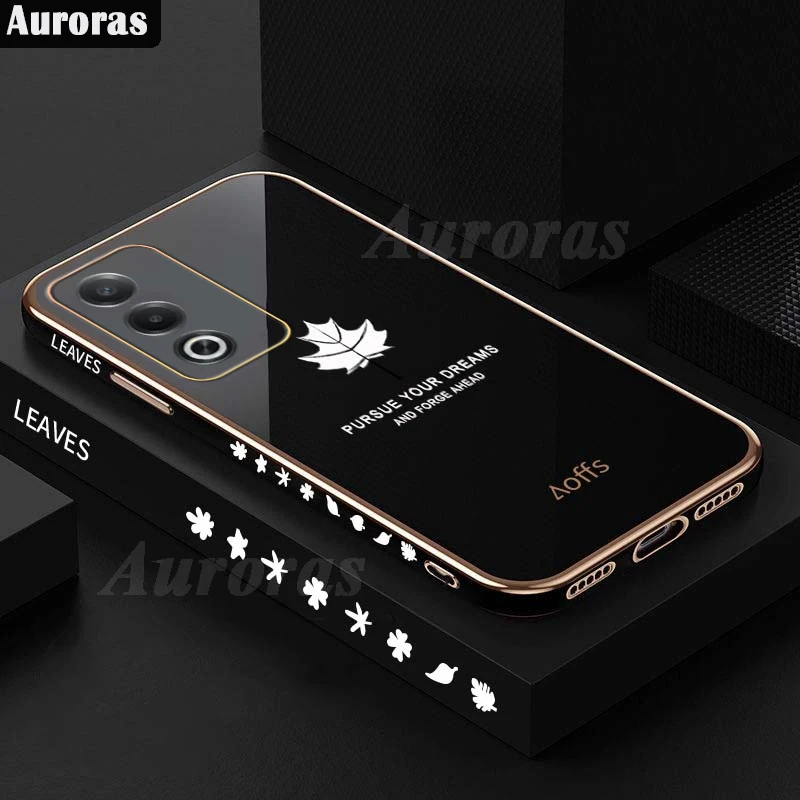 Aurora для OPPO A80 5G чехол однотонный гальванический силиконовый с Кленовым листом A3 Pro