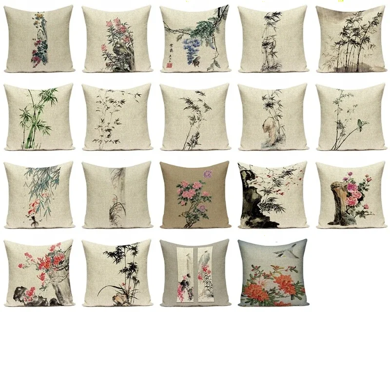 Чехол для дивана в китайском стиле с изображением растений