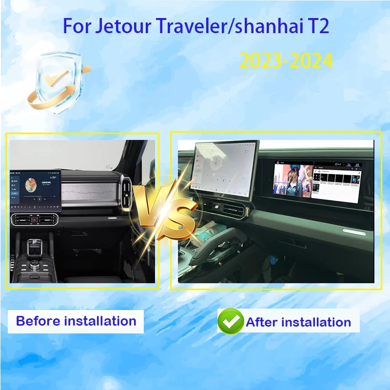 Фото 12,3-дюймовый мультимедийный проигрыватель для пассажиров Jetour Traveler/Shanhai T2 с сенсорным экраном, 64 ГБ, Android 12, CarPlay, Plug and Play №3