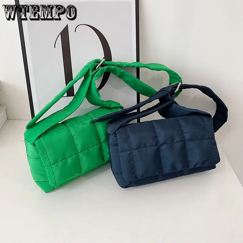 Fashion Space Pad Cotton Women Shoulder Bags Winter Nylon Padded Quilted Shopper Bags Female Casual Crossbody Bags Handbags New