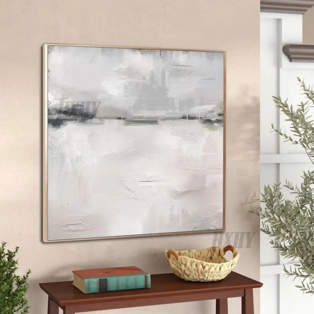 

Белая абстрактная оригинальная холщовая абстрактная большая Серебряная абстрактная живопись маслом для гостиной настенная живопись ручн...