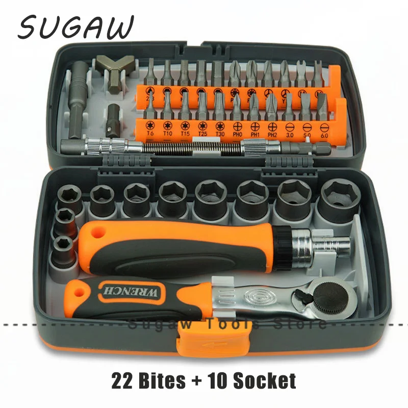 

SUGAW 38 IN 1 Multifunction Ratchet Screwdriver Set Phillips Pz2 Hex Bits Portable Driver Bit Hand Tools Embout Visseuse