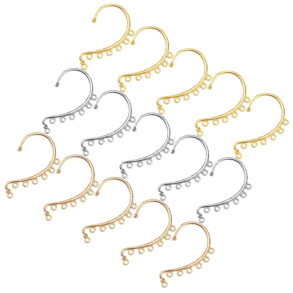 15pcs No Ear Cuff Earring Making 6-Holes Hooks Earbob Making Accessories