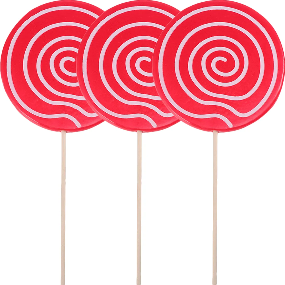 

3pcs Fake Lollipop Props Fake Candy Photography Props Scene Decorative Props