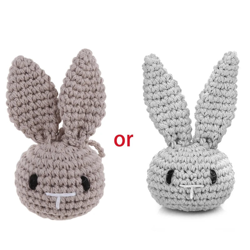

Handmade Crochet DIY Cute Bunny Head Pacifier Clip Chain Accessories Decorations