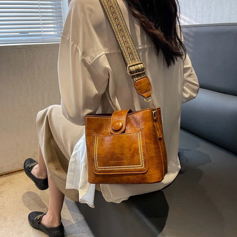 

Luxury Pu Leather Messenger Bag Vintage Women Hand Bag Large Capacity Casual Hobo Handbag Purse Female Crossbody Shoulder Bags
