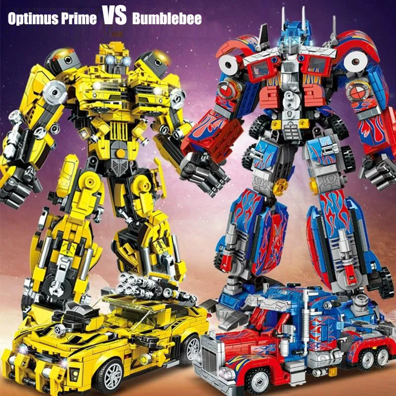

30CM Transformation Robot Building Block Toys Optimus Prime Star Commander Bumblebee Movie Anime Action Figure Children's gift