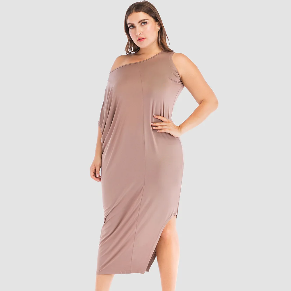 

Women Long Loose Casual Summer O-Neck Maxi Dress Asymmetrical Boho Short Sleeves Large Solid Xl-5XL Holiday Dresses