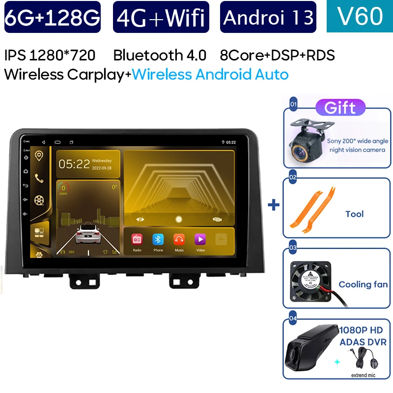 

Автомобильный радиоприемник для Hyundai Staria H1 2021-2023 Android Auto Carplay видеоплеер 4G GPS навигация мультимедиа 5G WIFI без 2din DVD