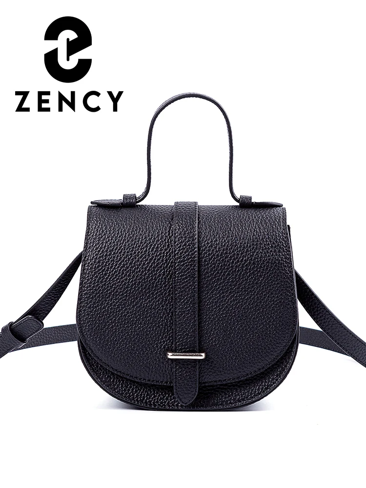 Zency Top Layer Leather For Female Luxury Brand Tote Bag Fashion Saddle Handbag Young Retro Shoulder Women Simple Crossbody Bags