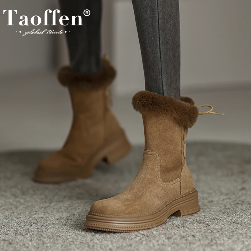 

Taoffen/Новое поступление; Женские ботильоны с плюшем из натуральной кожи; Зимняя женская обувь; Модные женские короткие ботинки; Размер 34-40