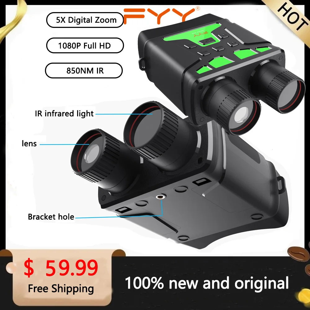 

New Binoculars Night Vision Device 850nm Infrared 1080P HD Telescope 5X Digital Zoom Day Night Dual Use 300M For Hunting Outdoor