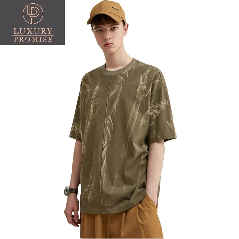 

Мужская футболка с коротким рукавом, зеленая или фиолетовая Повседневная футболка с круглым вырезом и принтом в стиле хип-хоп, 2023