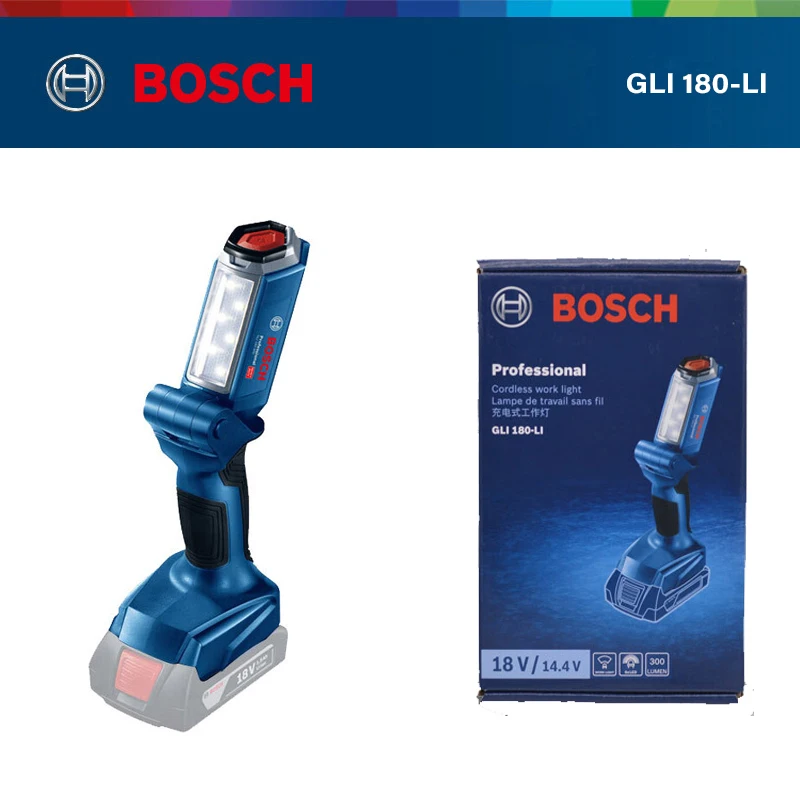 

Bosch GLI180-LI Профессиональные перезаряжаемые фонари Ручной беспроводной рабочий фонарь 18 В 300 люмен Гибкий светодиодный фонарик
