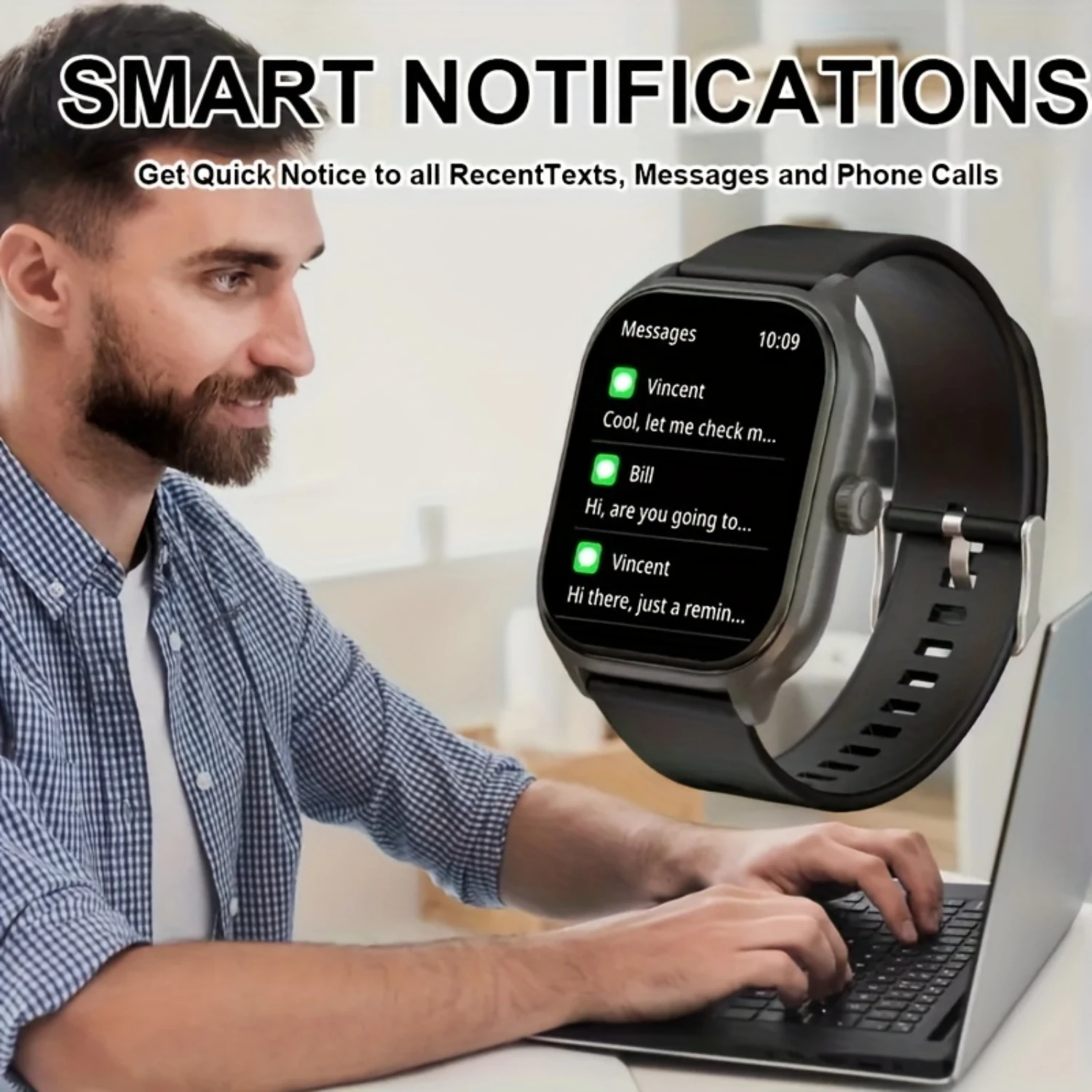 Мужские умные часы HD-экран 5 11 см с беспроводным вызовом голосовой помощностью