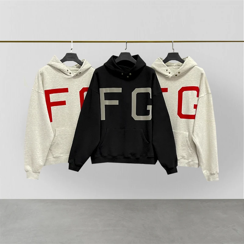 

ESSENTIALS Sweatshirt FG flocked monogram print hoodie Fashion Hip Hop Street super strip hoodie
