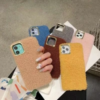 fashion teddy plush soft phone case for iphone 13 12 11 pro max xs max xr x se furry fluffy warm cover for iphone 6 7 8 plus