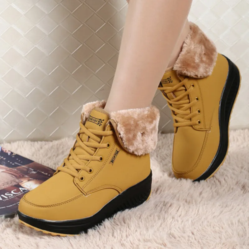 

Winter Boots Women Platform Boots Warm Fur Snow Boots Women Boots Winter Shoes Wedge Ankle Booties Female Creepers Botas Mujer
