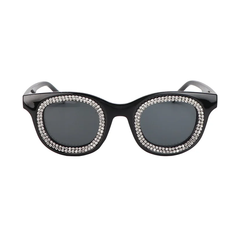 

Fashion Rhinestone Sunglasses Comfortable Durable Oval Spectacle Frame Shade Protect Eye UV400 Protection Eyeglasses