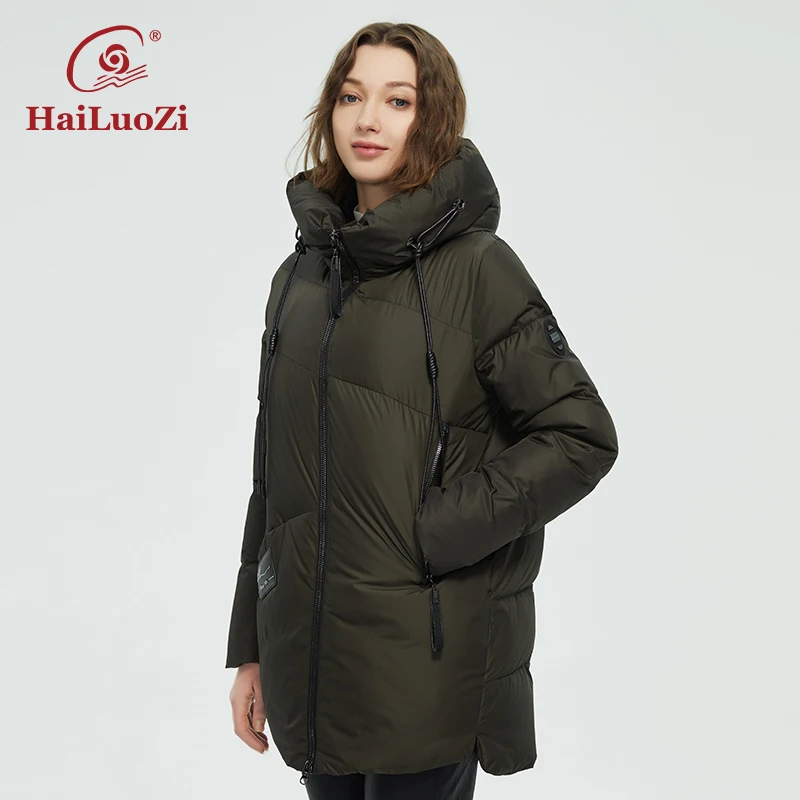 HaiLuoZi 2022 Winter Women Coat Women's Warm Jackets Plus Size Thicken Hood Side Pockets Windproof Oversize Outerwear Parkas 82