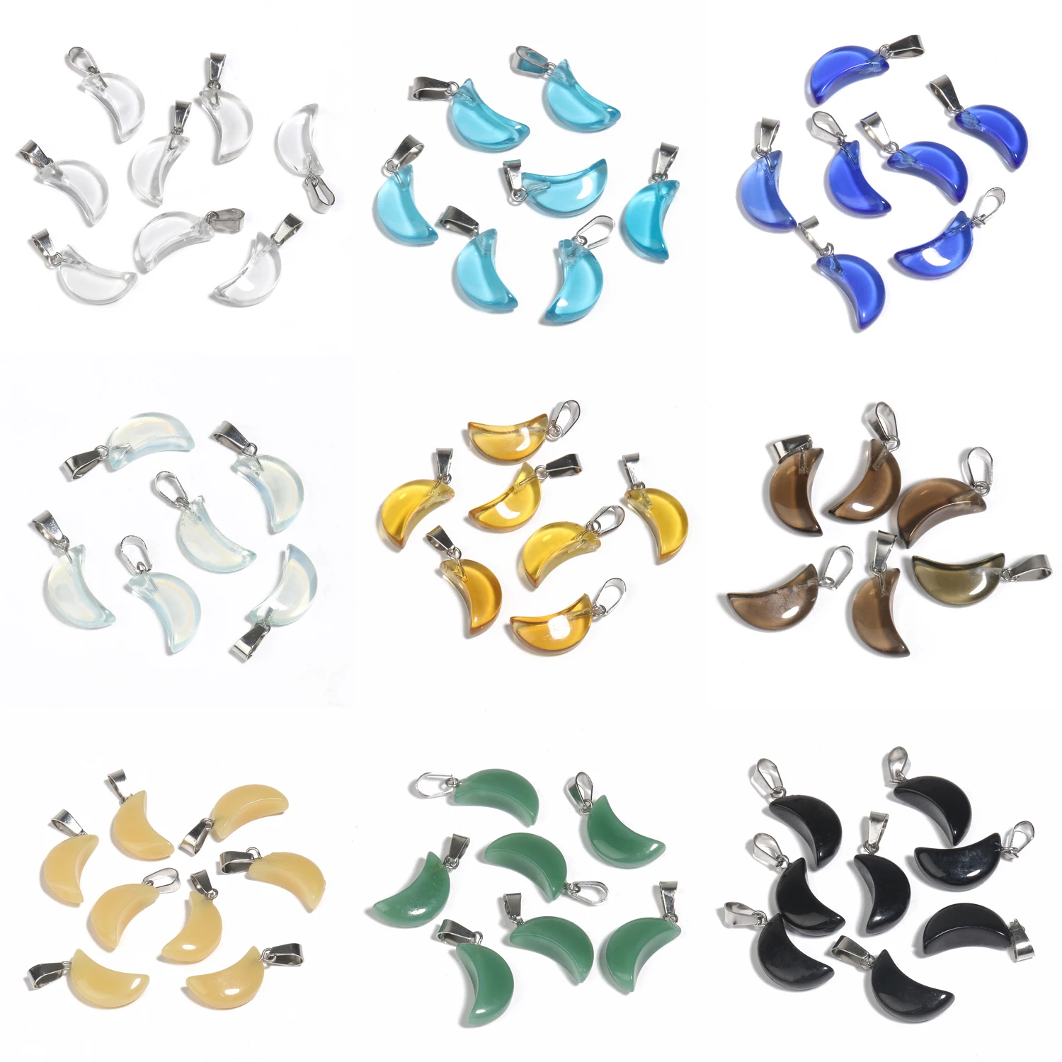 

10pcs 11x19mm Crystal Glass Moon Charms Buckle Pendant For diy Jewelry Making Crescent Necklaces Earrings Supplies Accessories