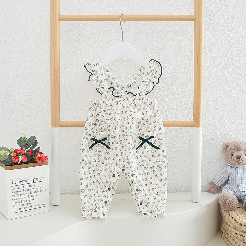 

Spring Autumn Fashion Infant Girls Cute Bow-knot Stretch Lace Rompers Newborn 2022 New Flower High Waist Trousers