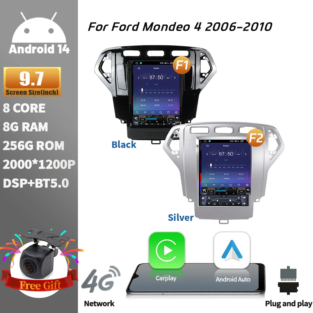 9 7-дюймовый для Ford Mondeo 4 2006-2010 Android 14 Carplay авто радио автомобильный мультимедийный
