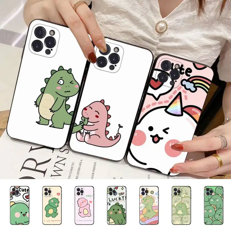 

YNDFCNB Cute dinosaur Phone Case Silicone Soft for iphone 14 13 12 11 Pro Mini XS MAX 8 7 6 Plus X XS XR Cover