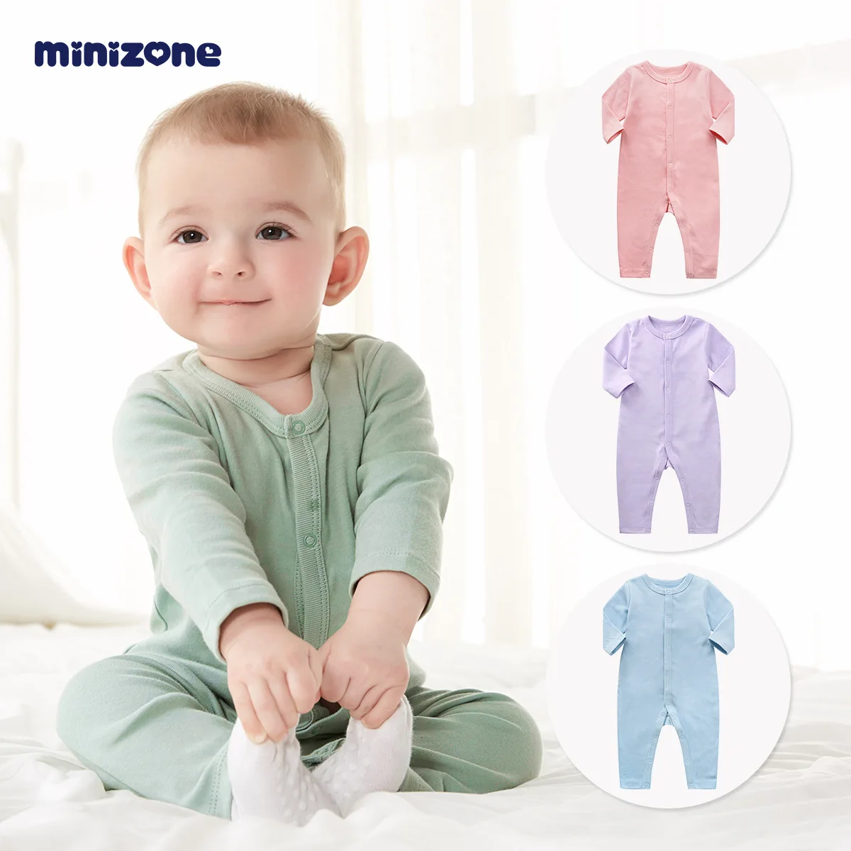 

minizone baby onesie newborn pure cotton romper baby boy romper baby girl clothes solid color unisex romper