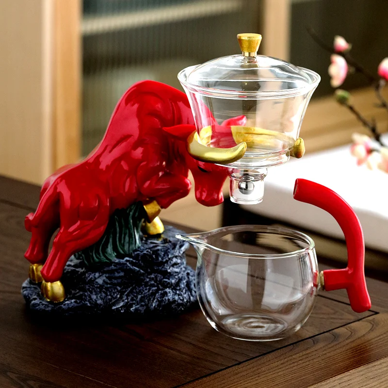 

Fu Niu Automatic Glass Tea Set Set Home Living Room Lazy Tea Maker Kung Fu Tea Cup Set Magnetic Teapot