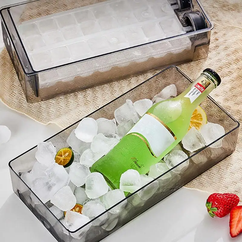 

Ice Cube Molds Whiskey Cocktail Ice Cube Tray With Lid And Bin Rotating Ice Trays For Freezer Making Ice Cubes Ice Tray Molds