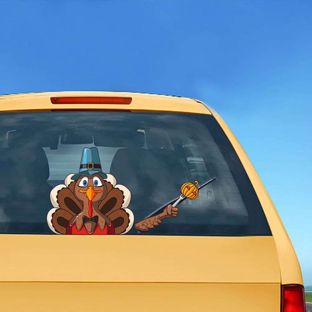 

Automotive Stickers Thanksgiving Turkey Wiper Car Removable Reusable Washable Material Day Decor