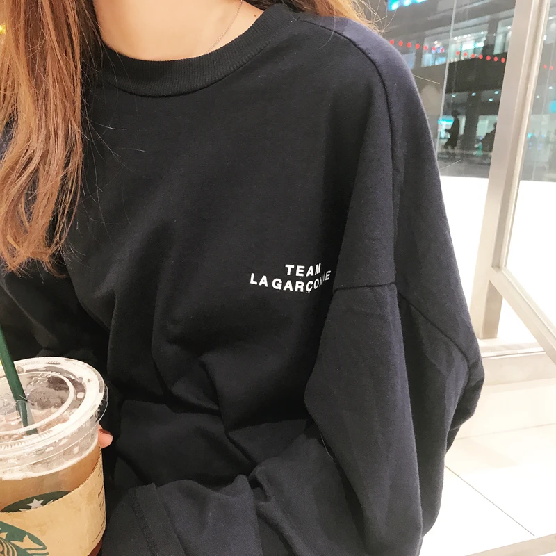 Весенняя женская футболка с длинным рукавом Повседневные базовые Топы для пар