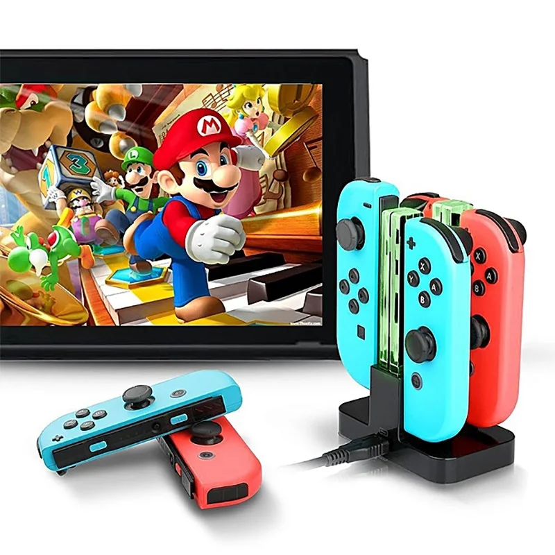 4 In1 For NS Nintend Switch Joy-Con &amp Pro Controller with Dual LED Light Indicator Gamepad Charging Dock Stand Station Charger |