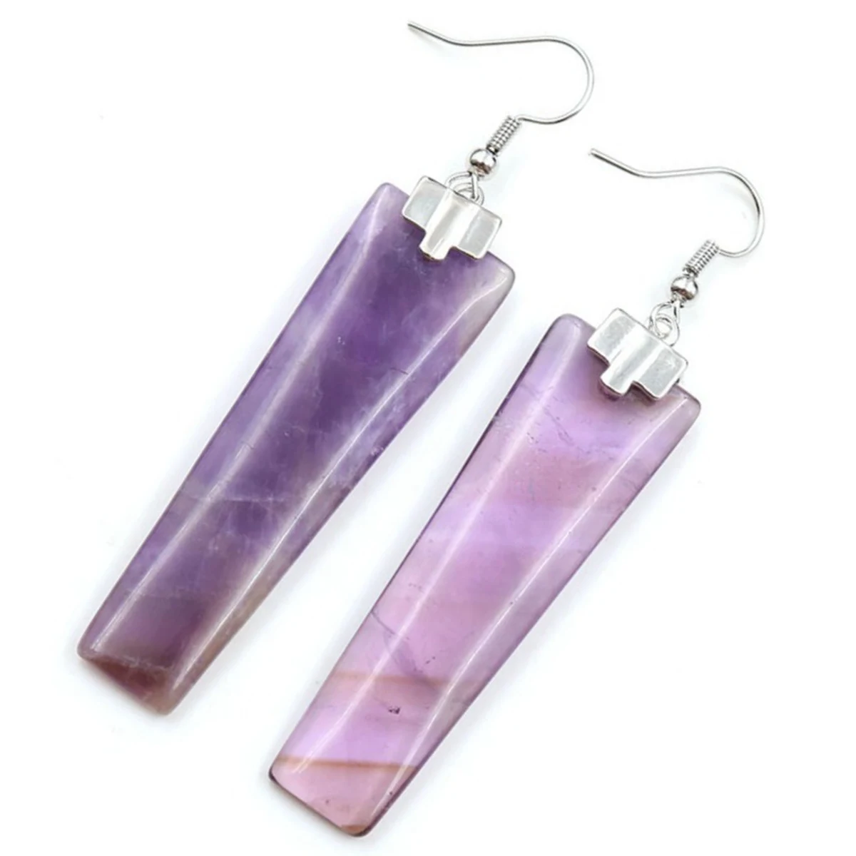 

Natural Amethyst Earrings for Women Girl Geometric Rectangle Gemstone Dangle & Drop Earring Healing Chakra Jewelry