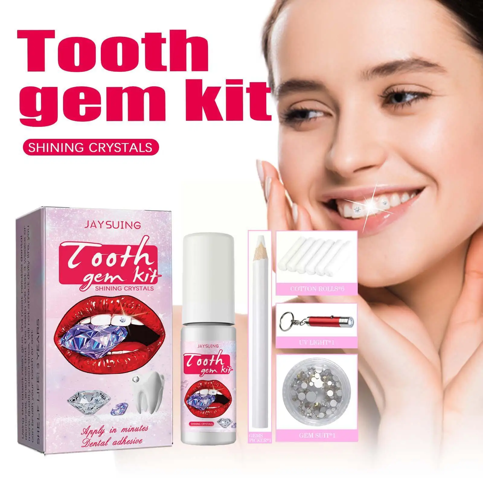 

Tooth Gem Set Easy To Remove Beautiful White Tooth DIY Jewelry Reliable Decoration And Tooth Sturdy Great Jewelry Professio L0W6