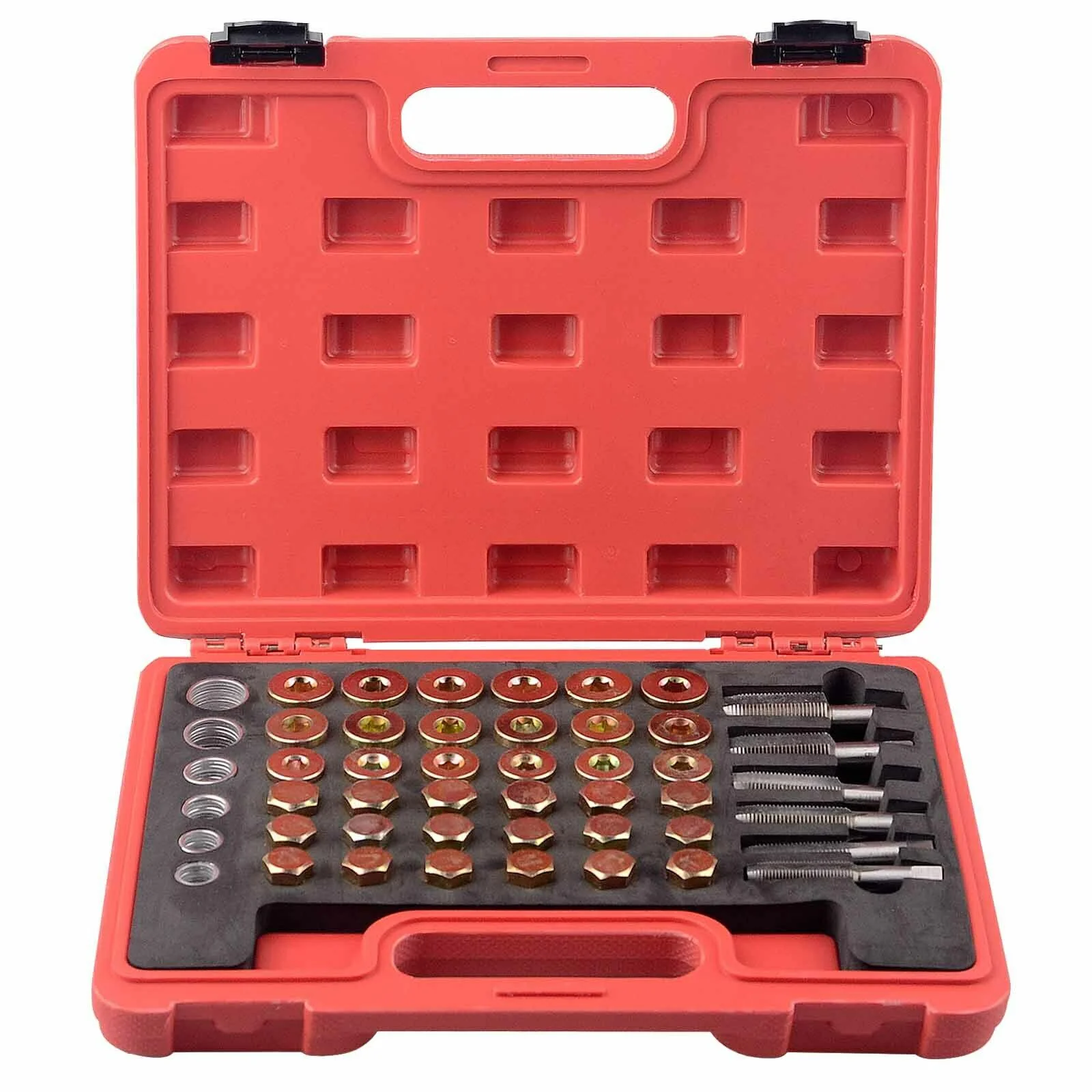 114pcs Professional Oil Pan Thread Repair Kit Portable Automotive Sump Gearbox Drain Plug Tool Set M13-M22 Auto Car Accessories