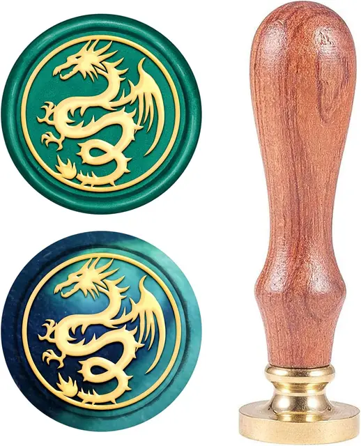 Штамп с сургучной печатью, сургучные штампы, дракон, ретро, деревянный ...