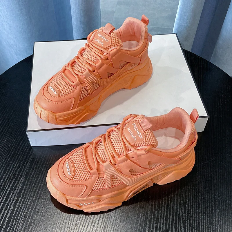 

Sneakers Fashion Women Shoes Blue Orange Mesh Casual Shoes Woman Trainers Lace-Up Platform Sneakers Women Vulcanize Shoes
