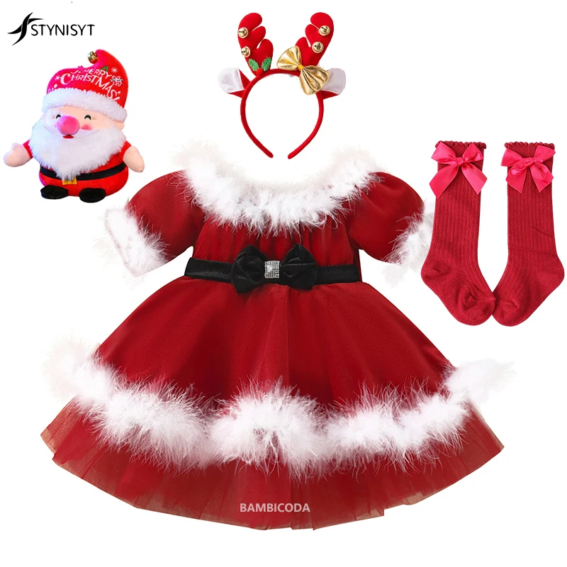 

Christmas Cosplay Kid Girl Christmas Costume Long Sleeve Dress Fancy Party Christmas Dress For Girls Cute Santa Claus Vestidos