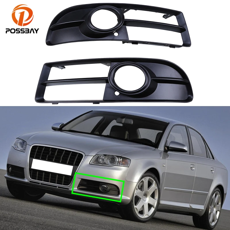 Car Fog Lights Grille Cover Auto Front Lower Bumper Racing Grills for Audi A4 S4 B7 Sedan Avant Cabrio S-Line Quattro 2005-2009