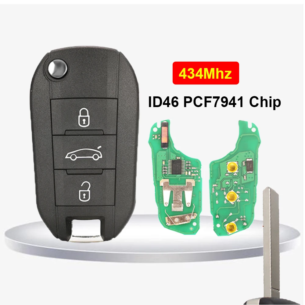 

Чип ID46 PCF7941 для Peugeot 308 408 508 2008 3008 4008 5008 208 301 дистанционный Автомобильный ключ для Citroen C4 C6 C3 CACTUS C-Elysee 434 МГц